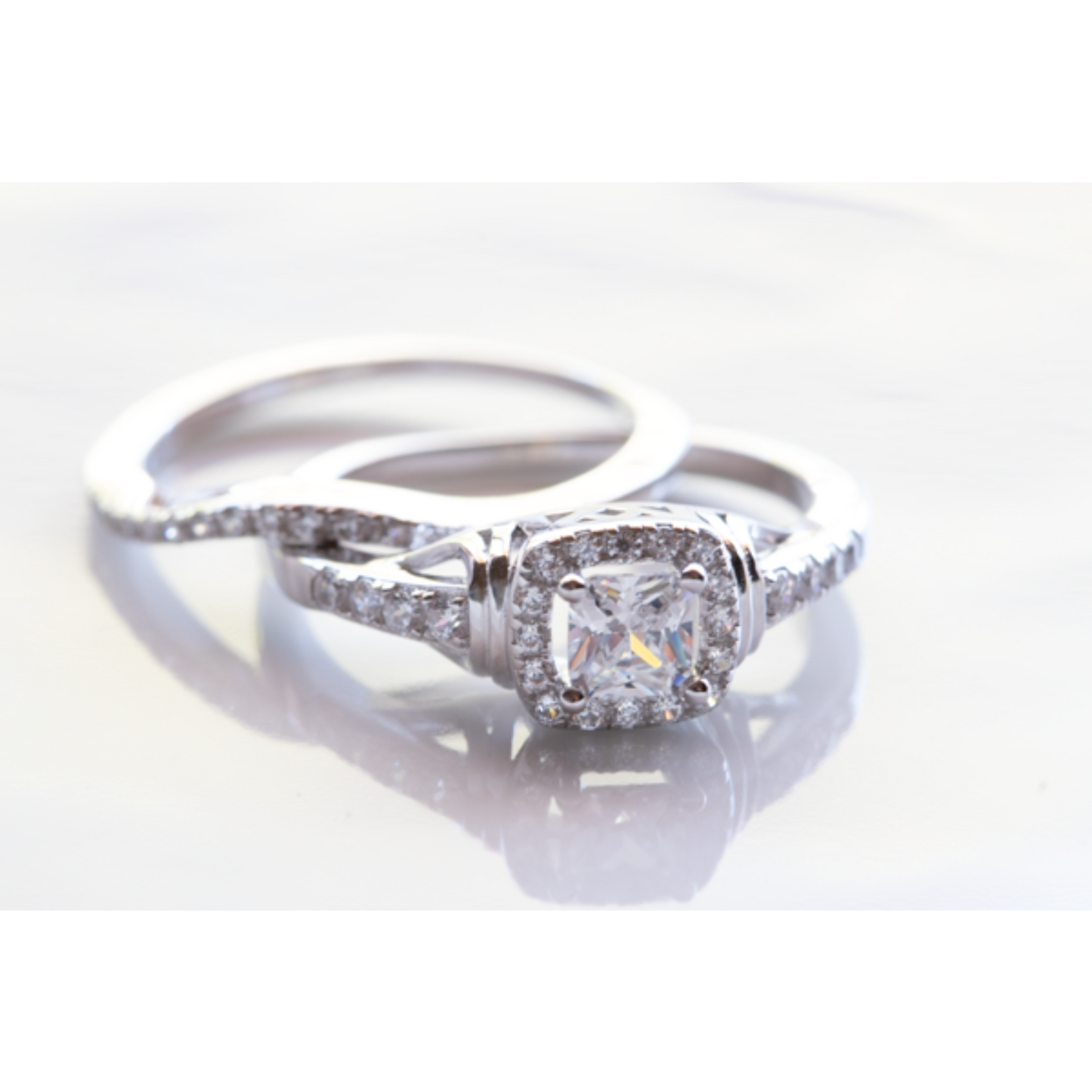 Square CZ Wedding Set