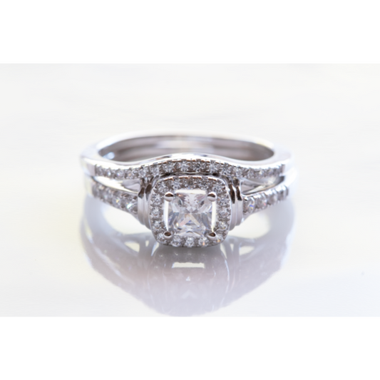 Square CZ Wedding Set