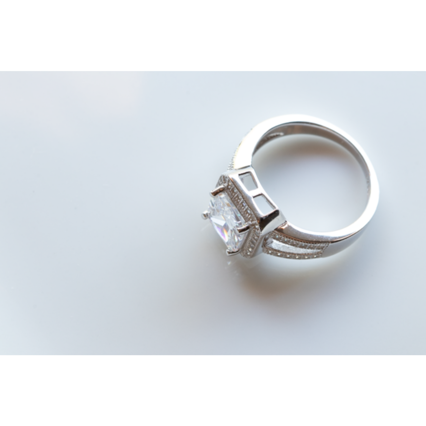 Square CZ Sterling Silver Ring