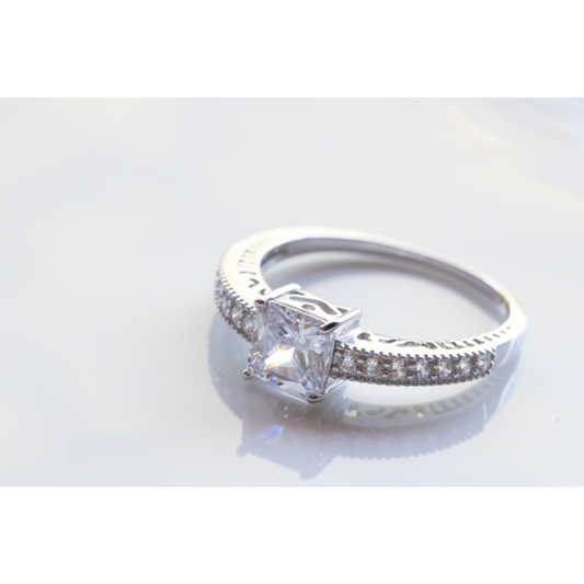Fancy CZ Sterling Silver Ring