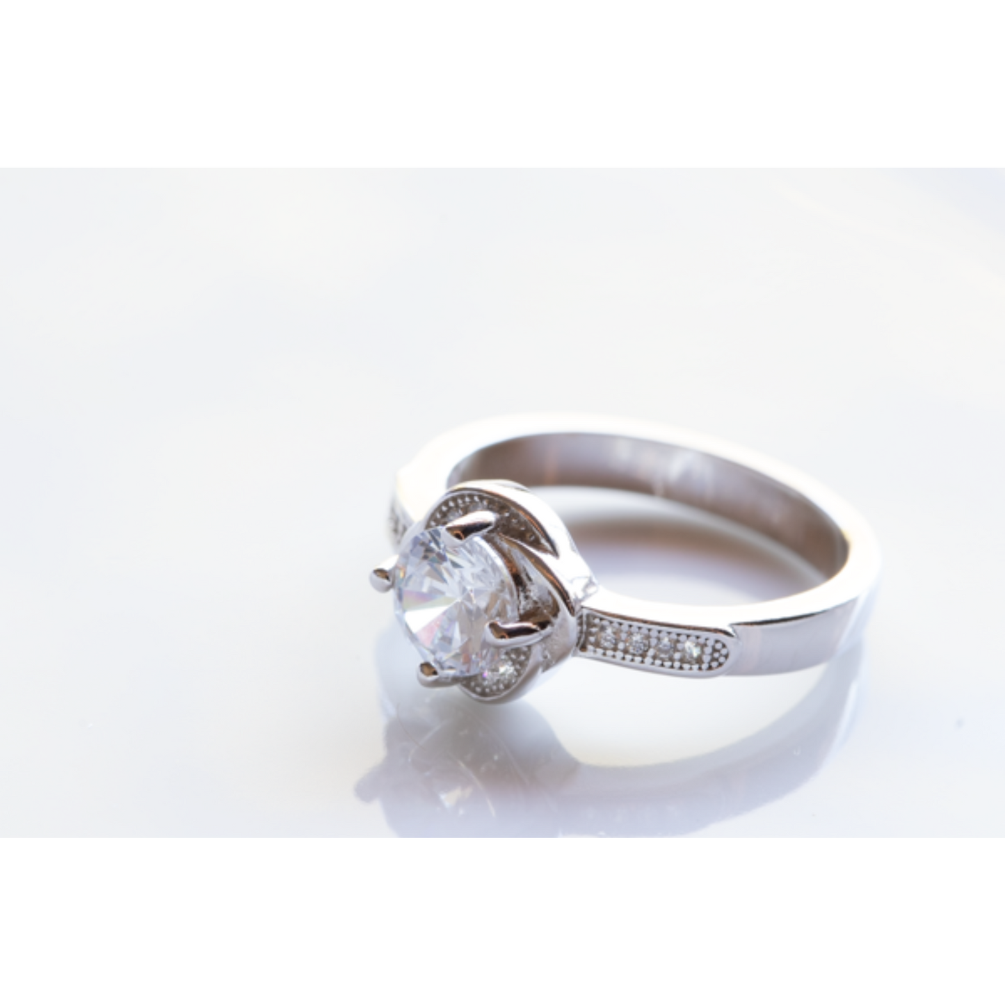 White CZ Sterling Silver Ring